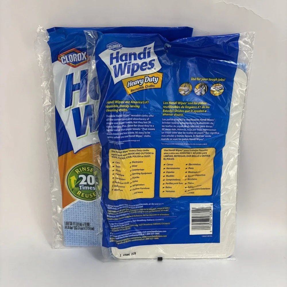 Clorox HANDI WIPES CLOTHS ABSORBENT MULTIPURPOSE CLEANING TOWELS BLUE 3 Packs